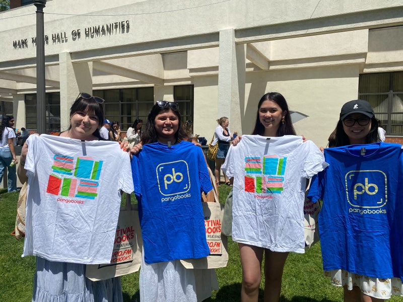 four Pango users with free Pango shirts from the LA Times Festival of Books