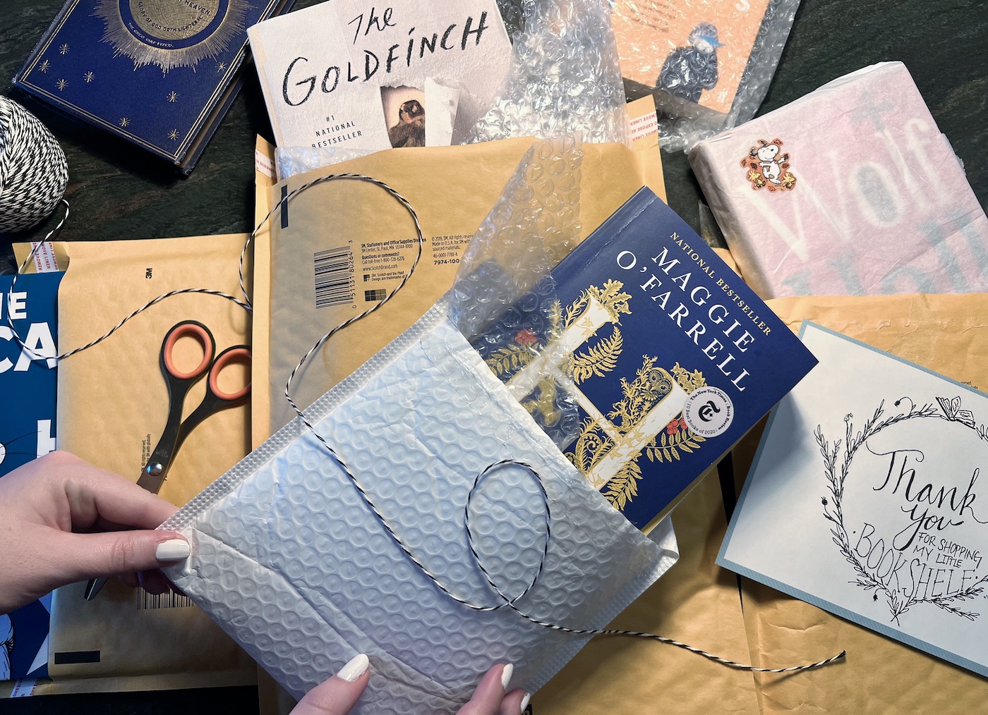 Basic materials for packing and shipping books.