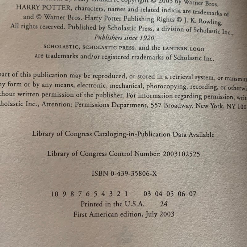 Harry Potter and the Order of the Phoenix (First Edition)