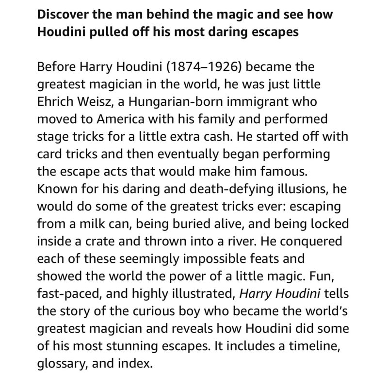 Harry Houdini (the First Names Series)