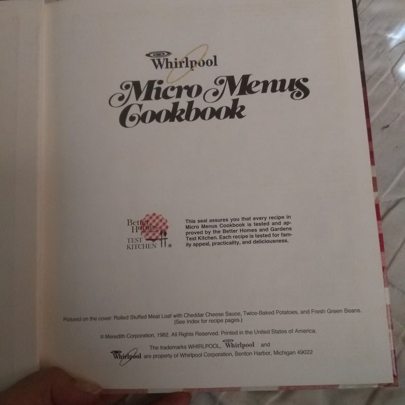 Whirlpool Micro Menus Cookbook 