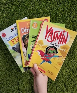 Scholastic Bundle: Yasmin the Superhero; Moby Shinobi – Ninja in the Kitchen; National Geographic Kids Dinosaurs; Little but Fierce – Three Adorable True Stories