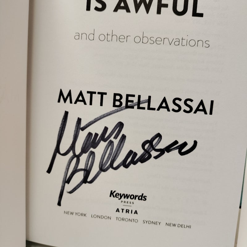 "Matt Bellassai"...signed book!..."Everything Is Awful"