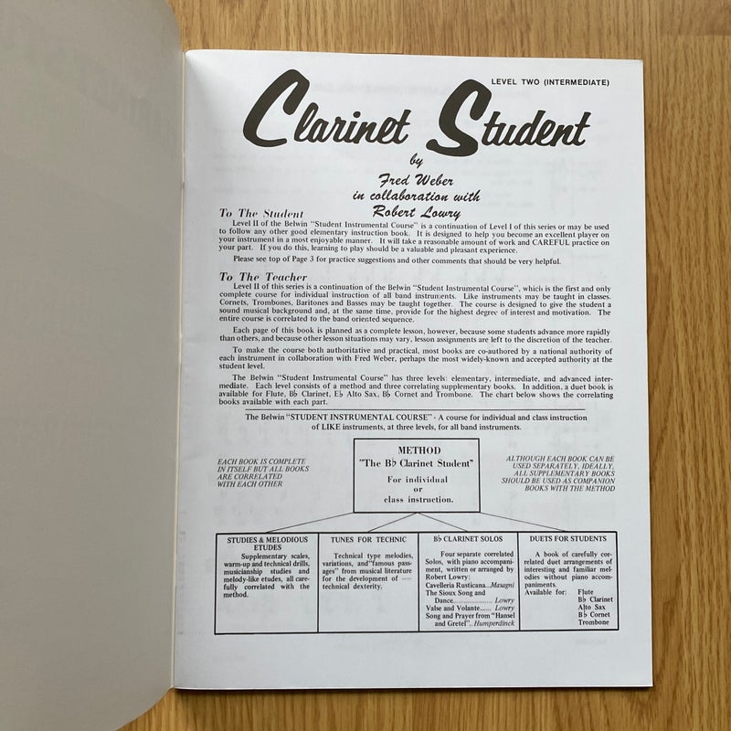 Clarinet Student 2 (Student Instrumental Course)