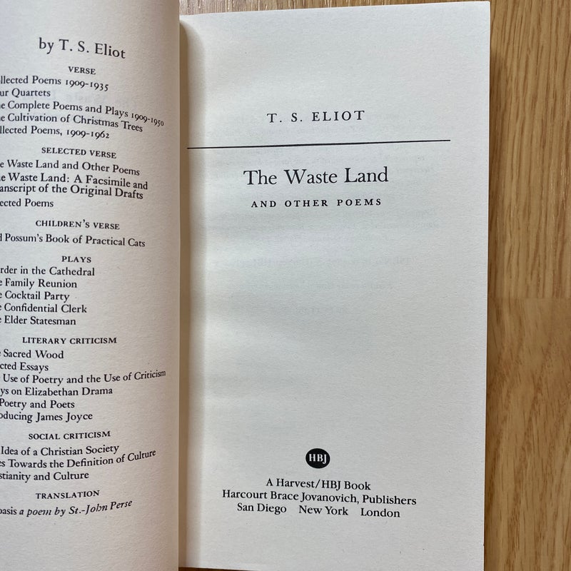 The waste land and other poems