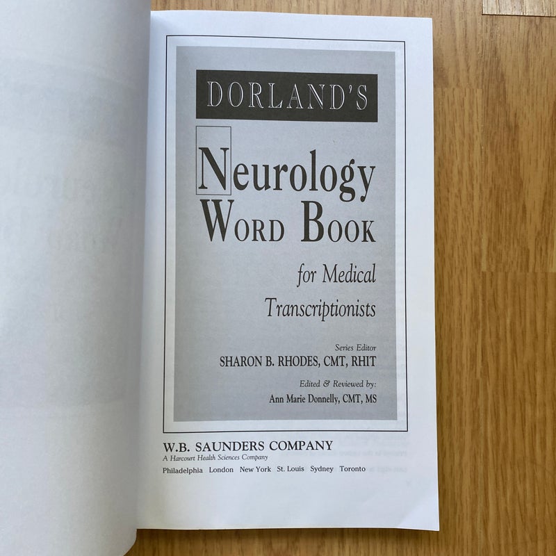 Dorland's Neurology Word Book for Medical Transcriptionists