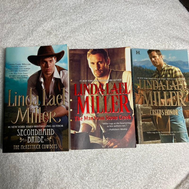 3 Romance Novels: Secondhand Bride, The Man From Stone Creek, & Creed’s Honor #36
