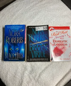 3 Romance Novels:Black Hills, Brazen Virtue and Domestic Goddess #37