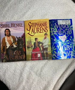 3 Historical Romance Novels:Texas Viscount, A  Buccaneer at Heart, and Web of Love  #37