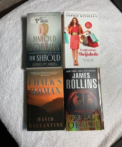 4 Paperback Novels: The Shroud, Confessions of a Shopaholic, Chalk’s Women and The Last Oracle #38