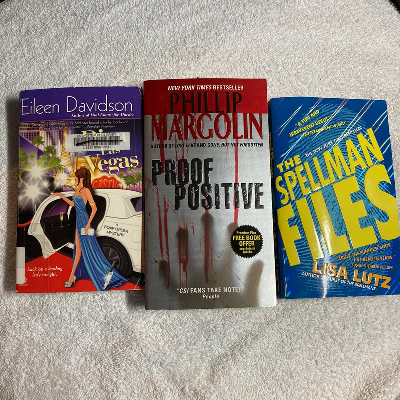 3 Paperback Novels: The Spellman Files, Proof Positive and Diva Las Vegas #38