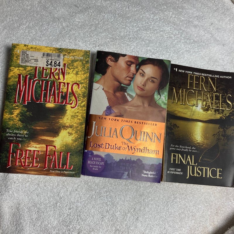 3 Romance Novels: Free Fall,Final Justice, & The Last Duke of Wyndham #40