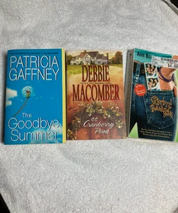 3 paperback novels: Goodbye Summer, 44 Cranberry Point, and The Sisterhood of The Traveling Pants #40
