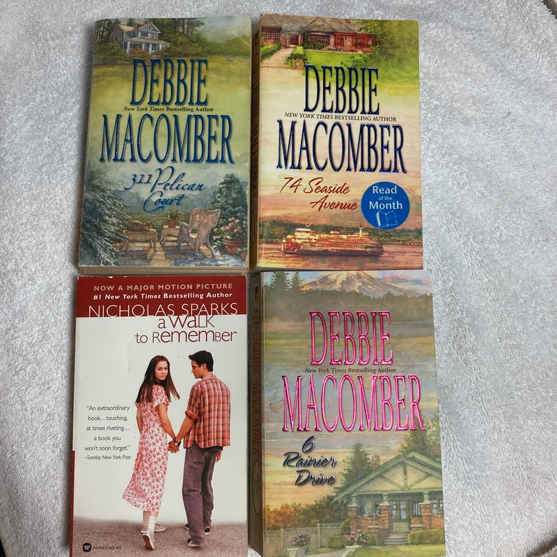 3 Debbie Macomber Novels: 311 Pelican Ct, 74 Seaside Ave, 6 Ranier Dr. & 1 Nicholas Sparks: A Walk To Remember #40