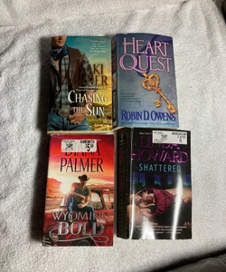 4 Romance Novels: Chasing The Sun, Heart Quest, Wyoming Bold & Shattered #43