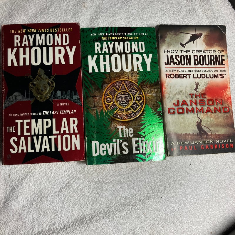 3 Suspense Novels: The Templar Salvation, The Devil’s Elixir & The Janson Command #45