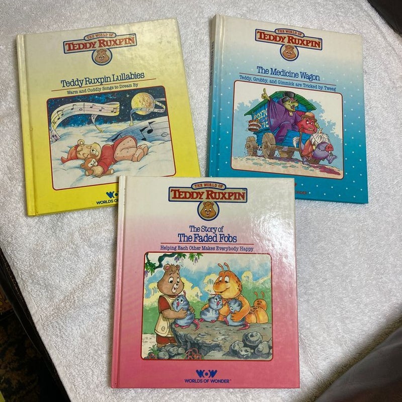 The World of Teddy Ruxpin 3 Book Lot All About Bears Airship Grubbys  Romance 