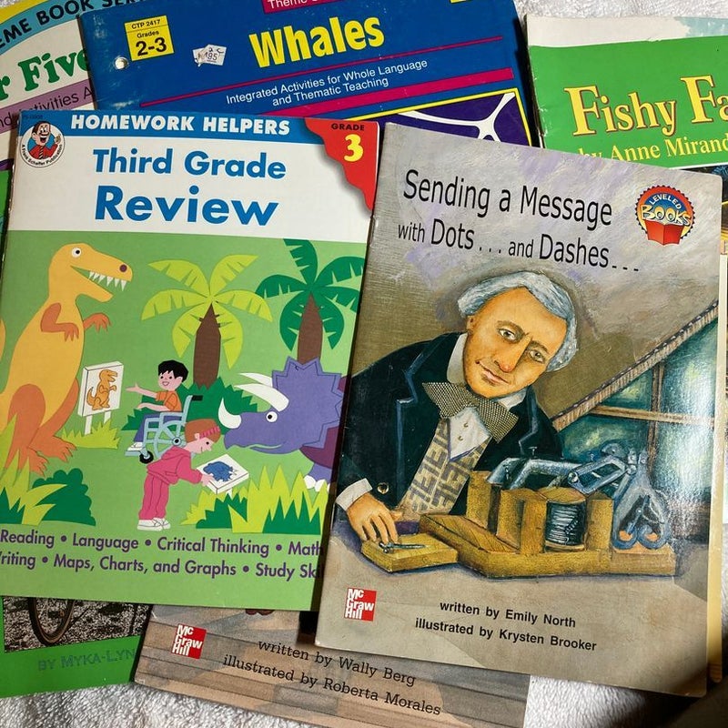 An assortment of 1st-3rd grade level reading books and textbooks #50