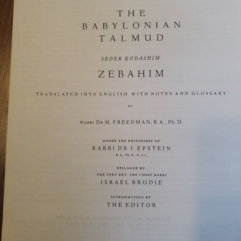 Hebrew-English Translation of the Babylonian Talmud 