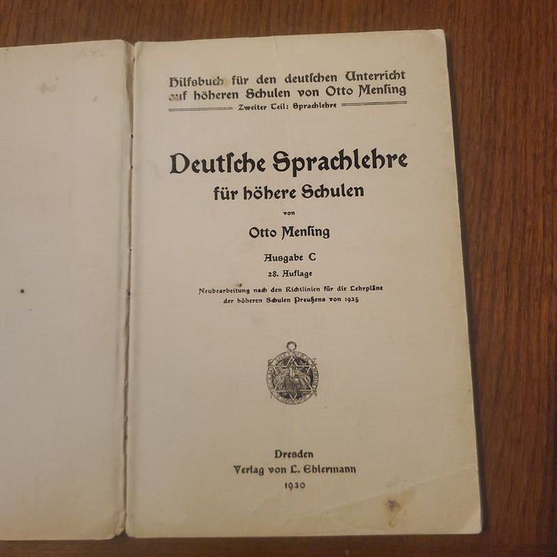 Deutsche Sprachlehre fur hohere Schulen (1930)