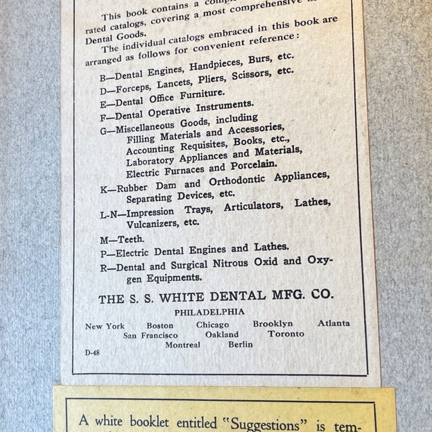 The S S White Dental Catalog 