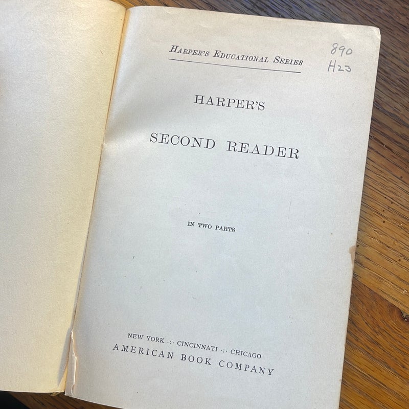 Vintage Harper's Second Reader 1888 The American Book Co.