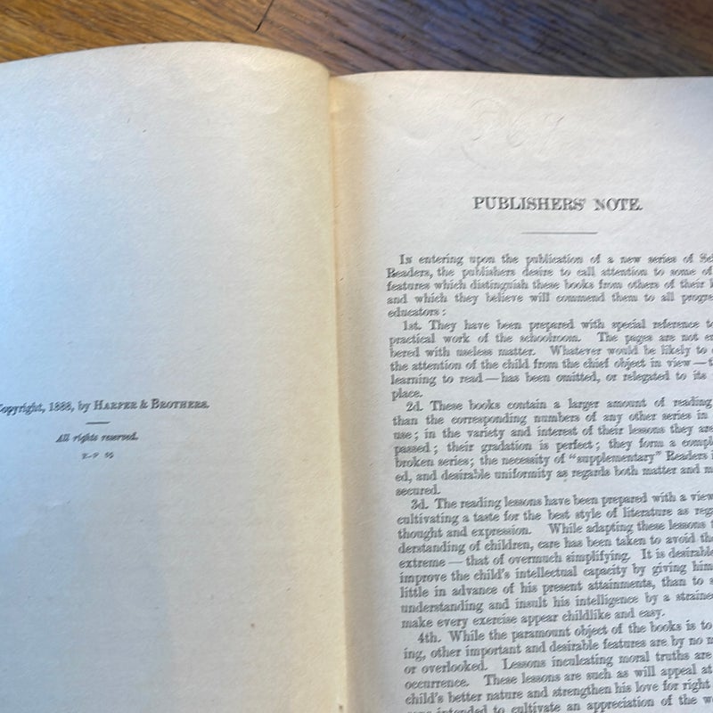 Vintage Harper's Second Reader 1888 The American Book Co.