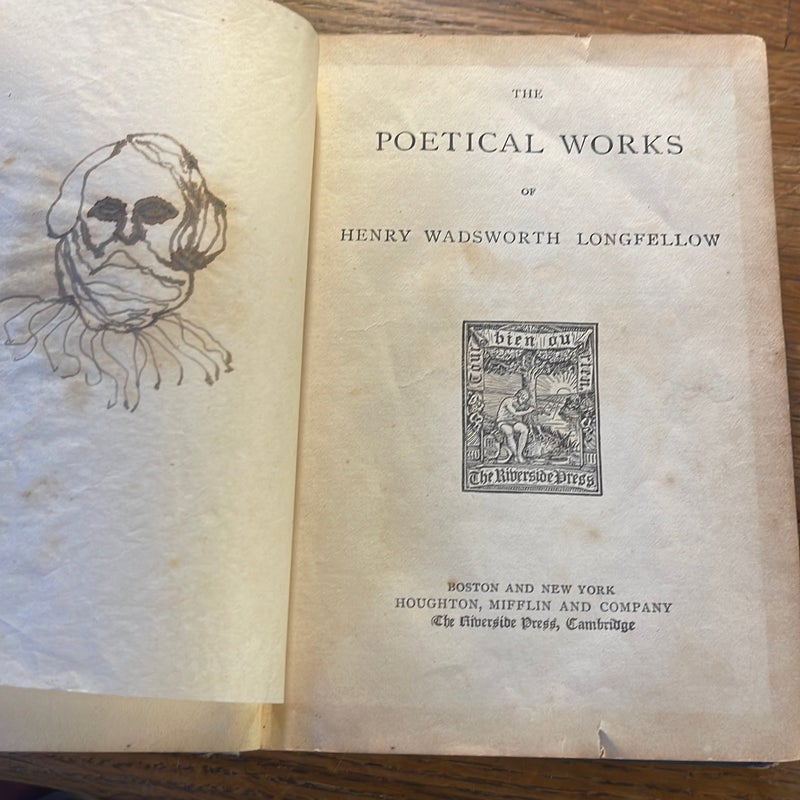 Vintage Book The Poetical Works of Henry Wadsworth Longfellow  1883 Houghton Mifflin Co.