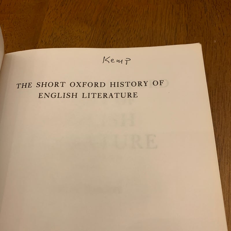 The Short Oxford History of English Literature