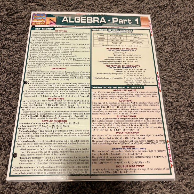 Algebra- part 1 