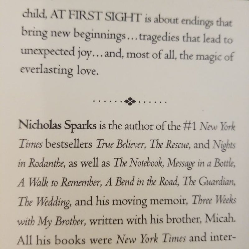 ☆Book Bundle☆ Nicholas Spark's: True Believer & At First Sight