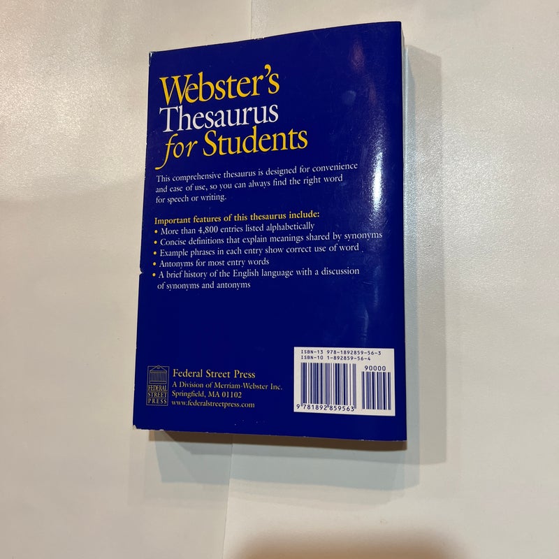 Webster's Thesaurus for Students, Third Edition