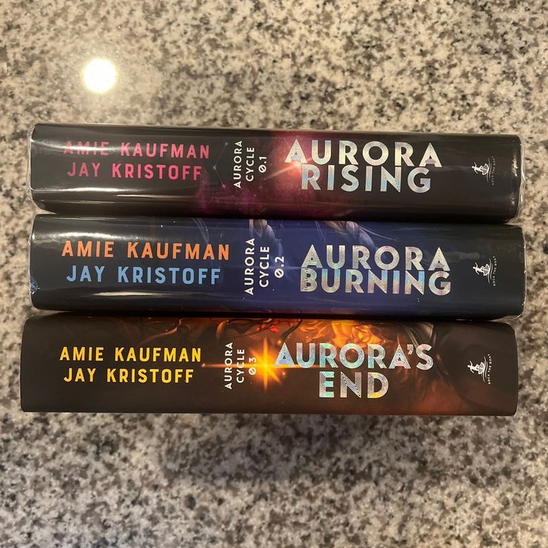 SIGNED Aurora Rising, Aurora Burning, Aurora's End JAY KRISTOFF AMIE  KAUFMAN 1st