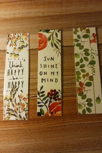 Laminated Floral Print Bookmarks -Lot of 3