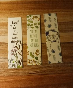 Laminated Floral Prints Bookmarks -Lot of 3