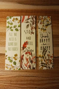 Laminated Floral Print Bookmarks-Lots of 3