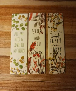 Laminated Floral Print Bookmarks-Lots of 3