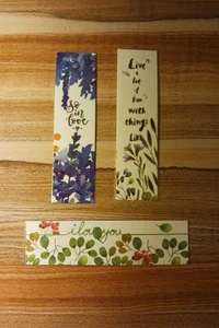 Laminated Floral Print Bookmarks-Lot of 3