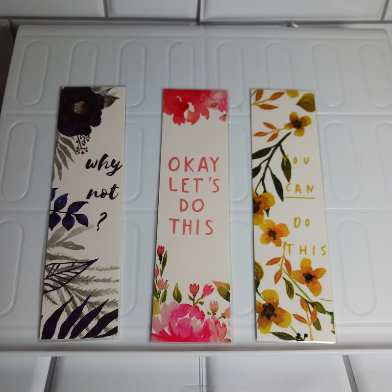 Laminated Floral Print Bookmarks-Lot of 3