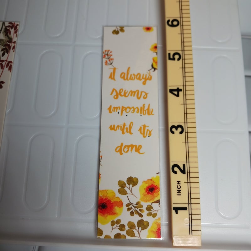 Laminated Floral Print Bookmarks-Lot of 3 