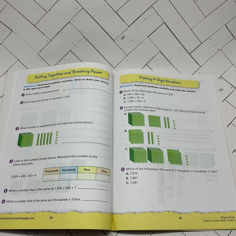 Steck Vaughn Head for Home: Math Intermediate Workbook Grade 3