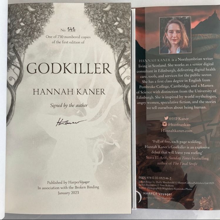 Godkiller (Signed First Edition with sprayed edges) by Kaner, Hannah: New  Hardcover (2023) 1st Edition, Signed by Author(s)