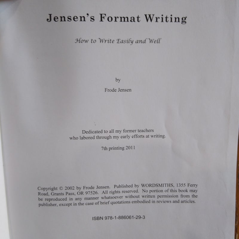 Jensen's Format Writing