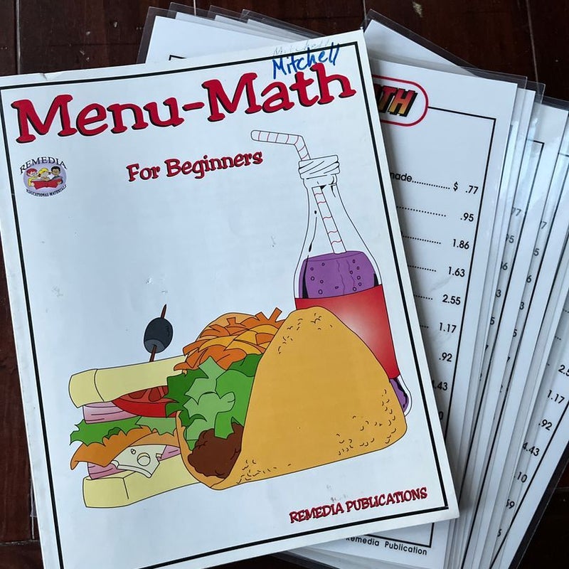 Menu Math for Beginners+ 6pk extra price lists + The Old-Fashioned Ice Cream Parlor Book 1