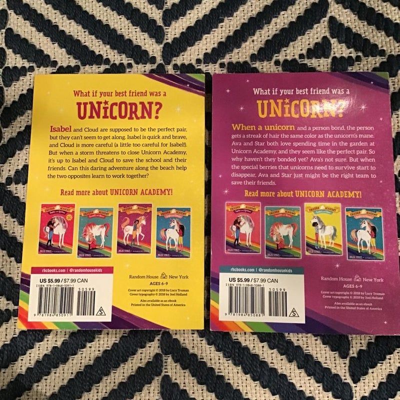 2 book bundle:Unicorn Academy #3 & 4: Isabel and Cloud, Ava and Star