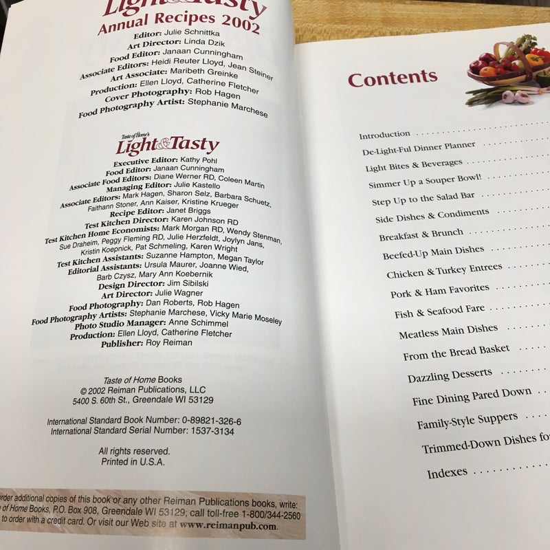 Light & Tasty Annual Recipes 2002