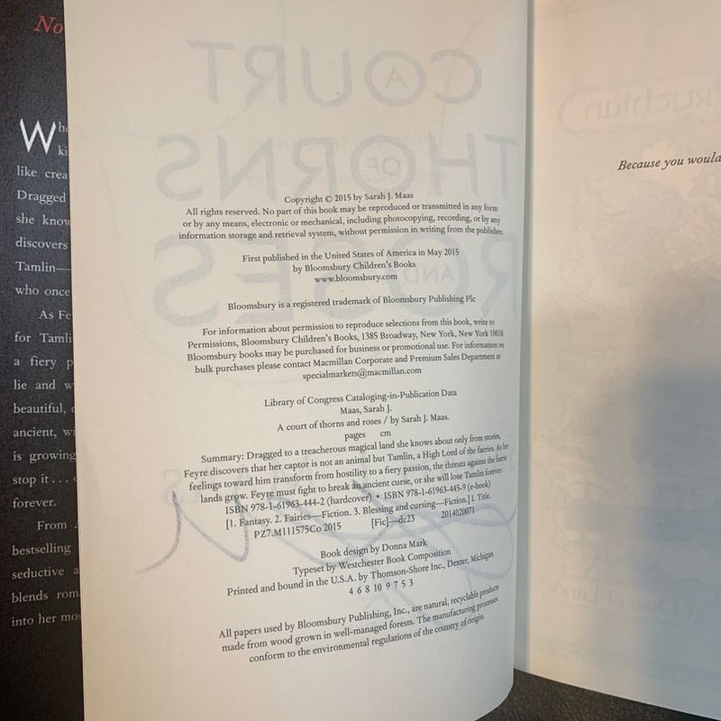 A Court of Thorns and Roses (signed first edition original cover)