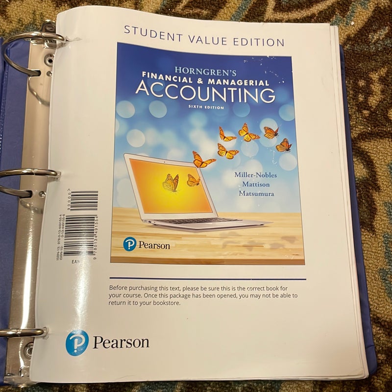 Horngren's Financial and Managerial Accounting, Student Value Edition