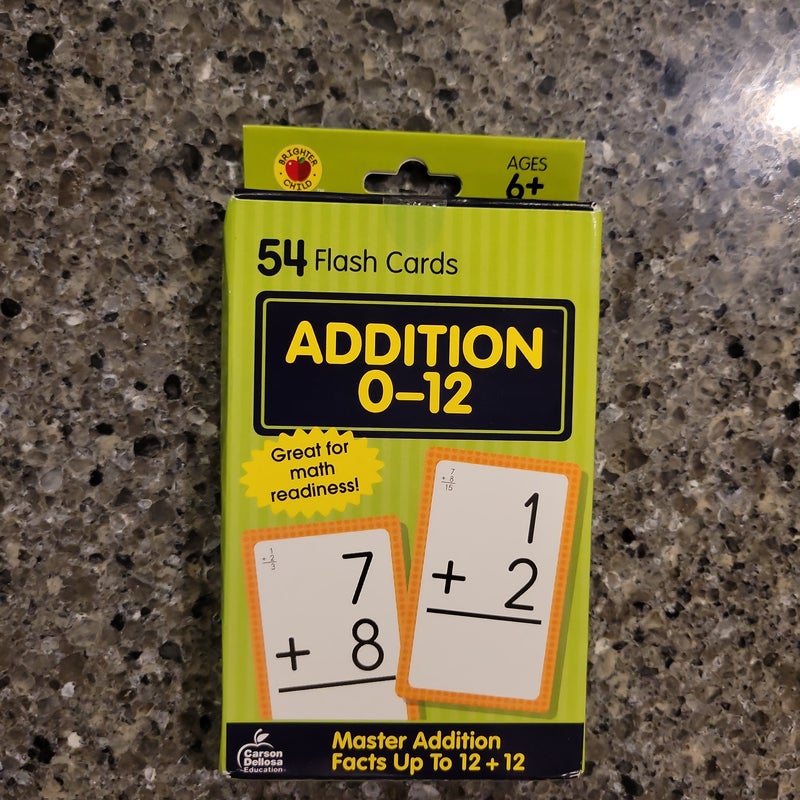 Addition 0-12 54 Flash Cards