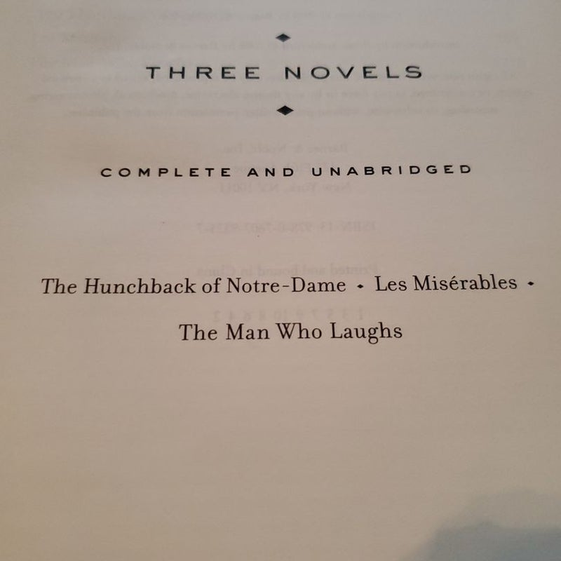 Three Novels: The Hunchback of Notre Dame, Les Misérables, The Man Who Laughs